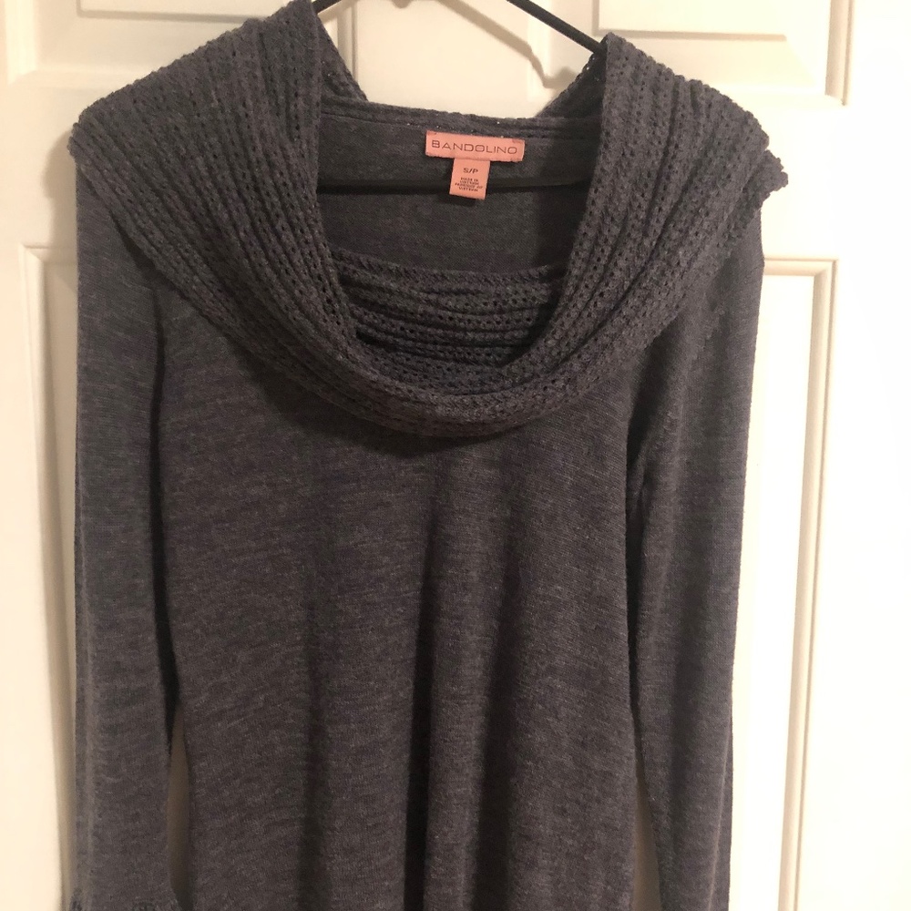 Bandolino Gray Wool Blend Shawl Collar Sweater